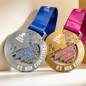 Free Design Custom Fun Metal Round Shape Enamel Gold Silver Brass Plating Race Running Marathon Medals main image 3