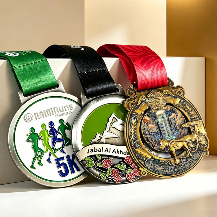 Free Design Custom Fun Metal Round Shape Enamel Gold Silver Brass Plating Race Running Marathon Medals main image 4