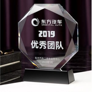 Custom Logo Champion Award Crystal Glass Trophy with Base New Innovations Fine Workmanship UV Printed Graphics main image 2