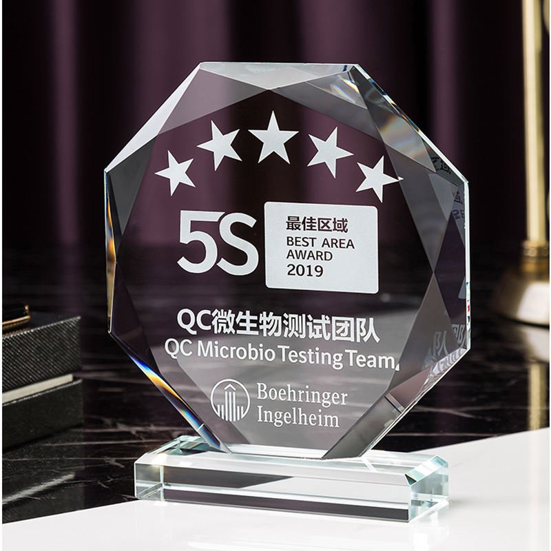 Custom Logo Champion Award Crystal Glass Trophy with Base New Innovations Fine Workmanship UV Printed Graphics main image 3