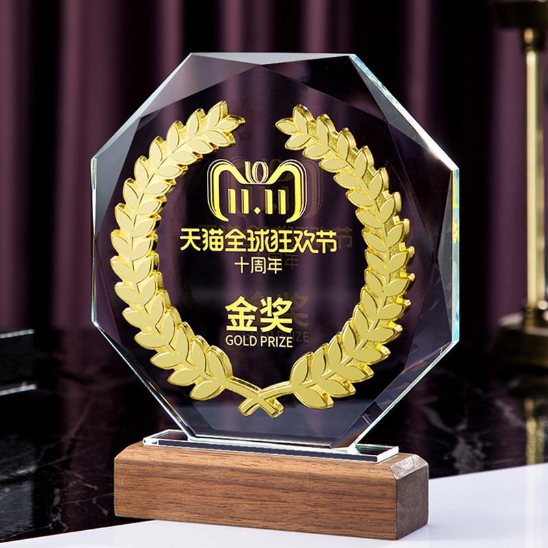 Custom Logo Champion Award Crystal Glass Trophy with Base New Innovations Fine Workmanship UV Printed Graphics main image 5