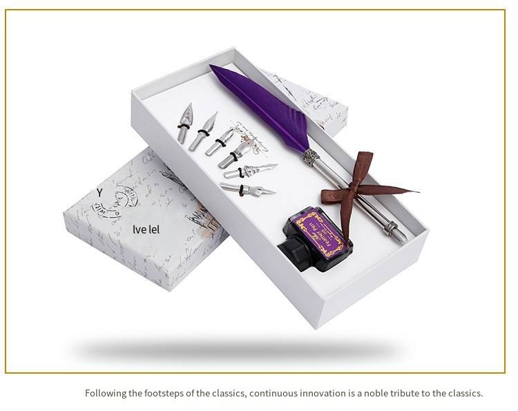 Vintage Feather Quill Pen and Ink Writing Set detail image 14