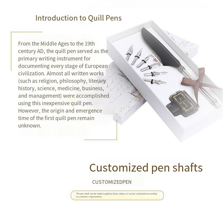 Vintage Feather Quill Pen and Ink Writing Set detail image 3