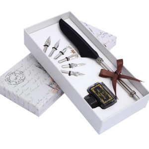 Vintage Feather Quill Pen and Ink Writing Set main image 1