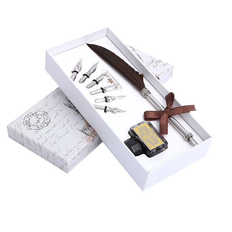 Vintage Feather Quill Pen and Ink Writing Set main image 6