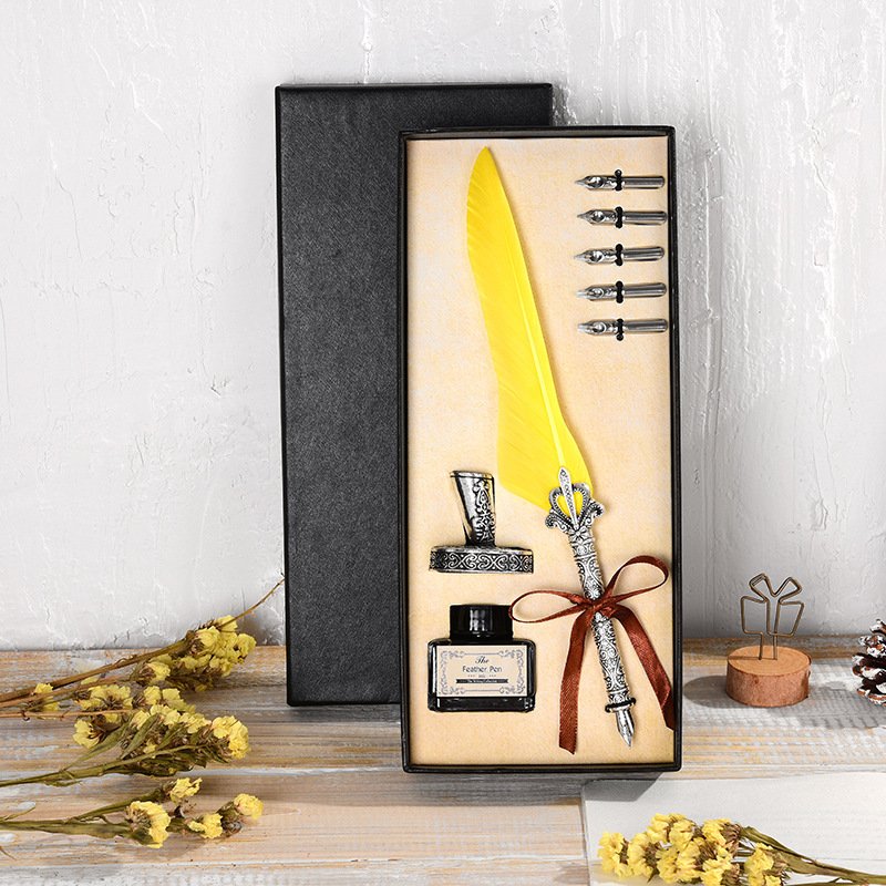 Vintage Feather Pen with Ink and Nibs main image 11