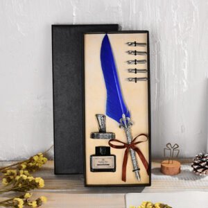 Vintage Feather Pen with Ink and Nibs main image 3
