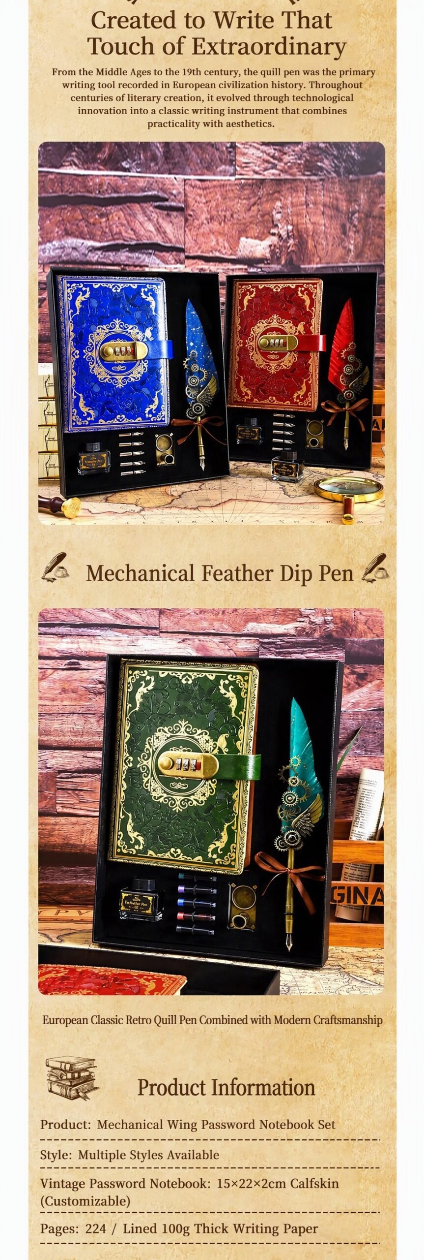 Premium Feather Dip Pen Calligraphy Set detail image 2