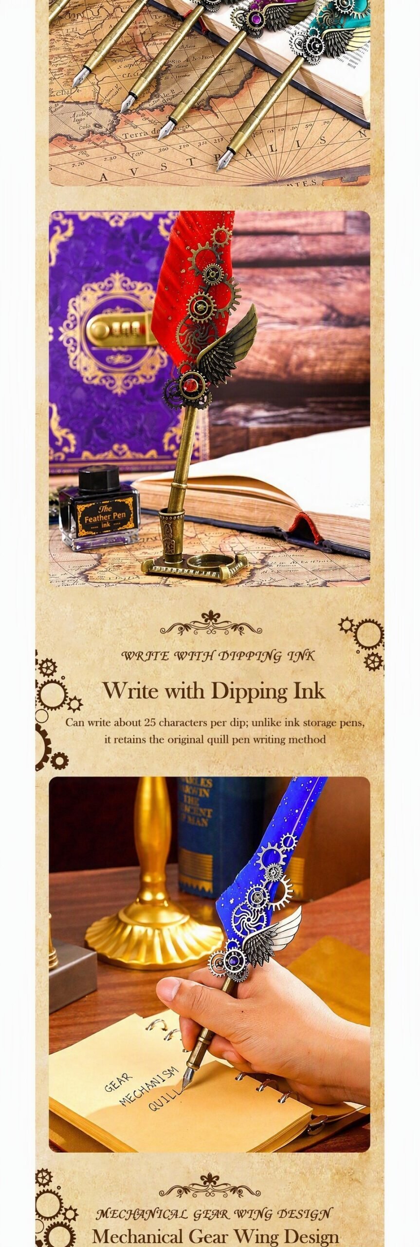 Premium Feather Dip Pen Calligraphy Set detail image 6