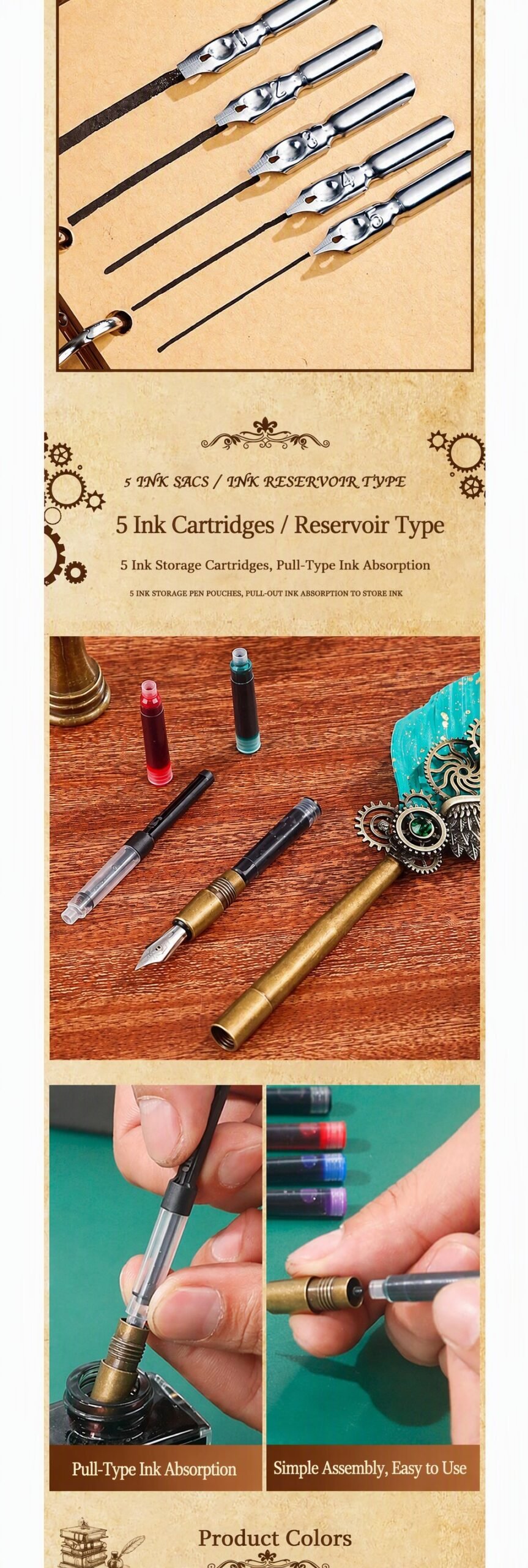 Premium Feather Dip Pen Calligraphy Set detail image 8