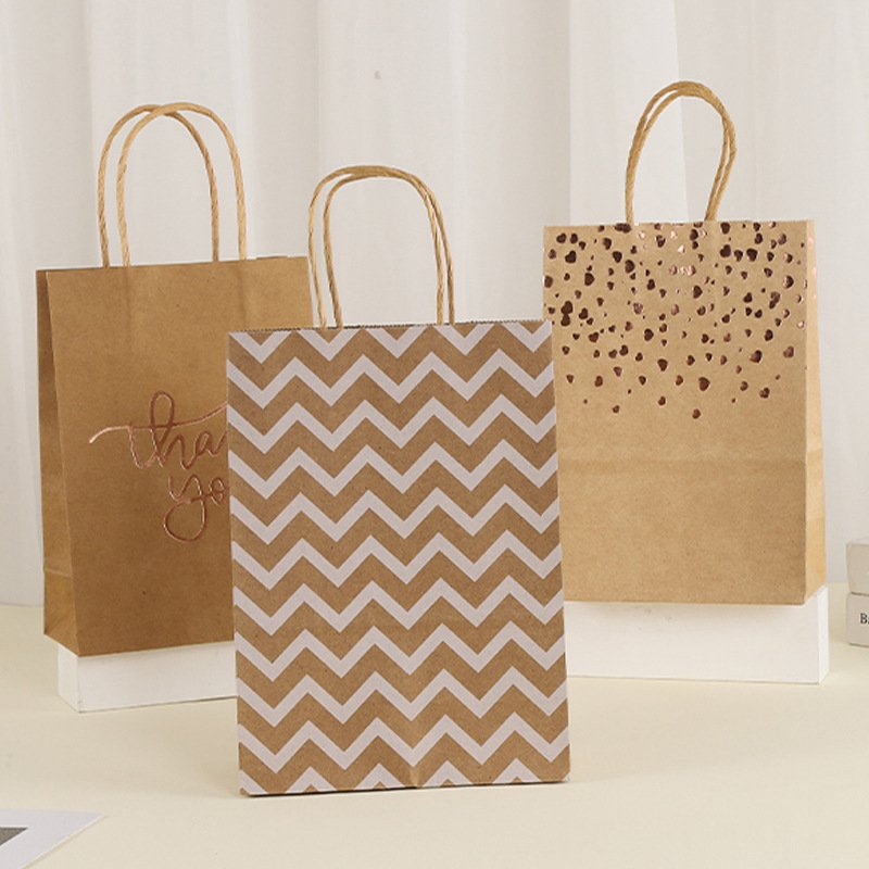 Kraft Paper Gift Bag with Hot-Foil Heart Design main image 1