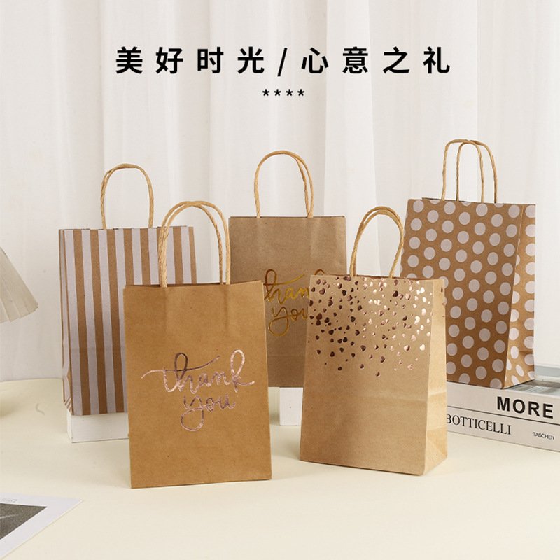 Kraft Paper Gift Bag with Hot-Foil Heart Design main image 2