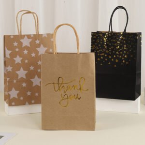 Kraft Paper Gift Bag with Hot-Foil Heart Design main image 3